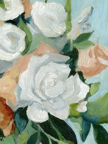 Bouquet Scatter I White Modern Wood Framed Art Print with Double Matting by Caroline, Emma