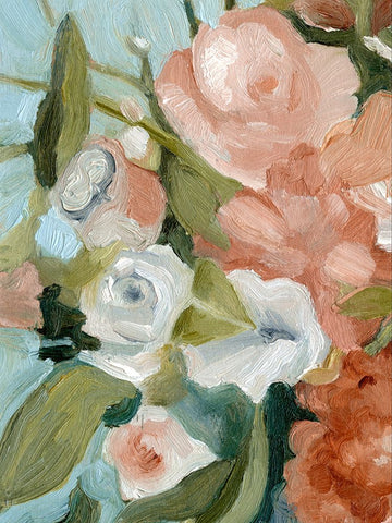 Bouquet Scatter II White Modern Wood Framed Art Print with Double Matting by Caroline, Emma