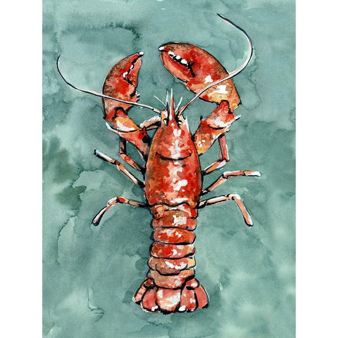Aquatic Lobster I Black Modern Wood Framed Art Print by Caroline, Emma