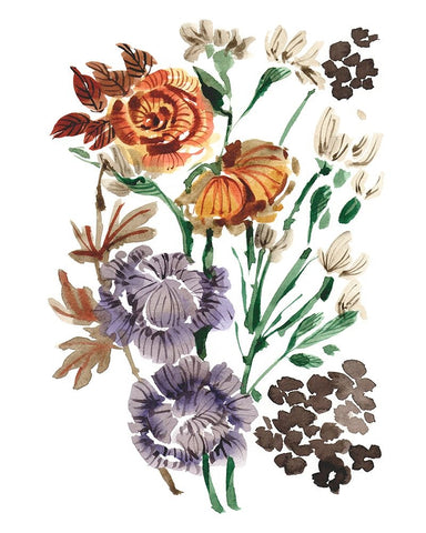 Garden Bouquets I White Modern Wood Framed Art Print with Double Matting by Zwara, Ania