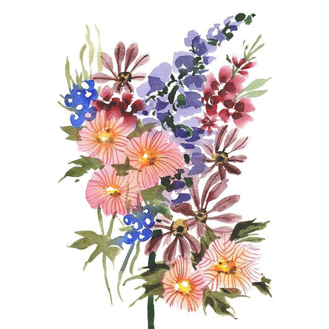 Garden Bouquets III Black Modern Wood Framed Art Print with Double Matting by Zwara, Ania