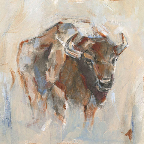 Pastel Bison I Black Modern Wood Framed Art Print by Harper, Ethan