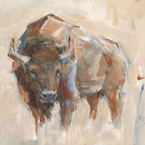 Pastel Bison II Gold Ornate Wood Framed Art Print with Double Matting by Harper, Ethan