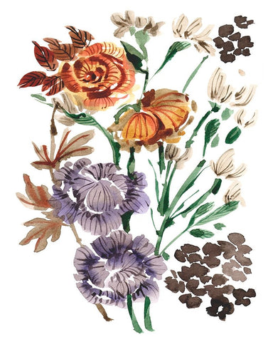 UA Autumn Garden Bouquet I Black Ornate Wood Framed Art Print with Double Matting by Zwara, Ania