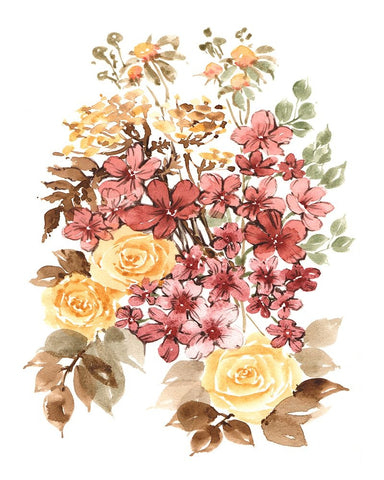 UA Autumn Garden Bouquet II Black Ornate Wood Framed Art Print with Double Matting by Zwara, Ania