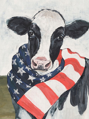 American Cow I Black Ornate Wood Framed Art Print with Double Matting by Warren, Annie