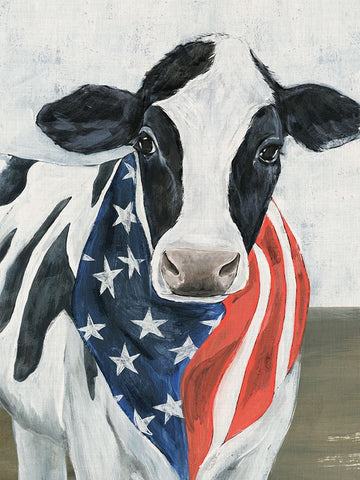 American Cow II Black Ornate Wood Framed Art Print with Double Matting by Warren, Annie