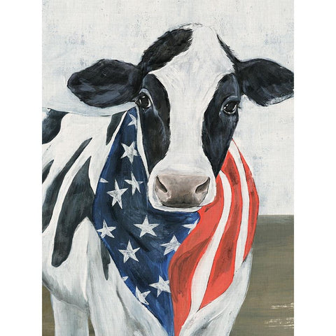 American Cow II Gold Ornate Wood Framed Art Print with Double Matting by Warren, Annie