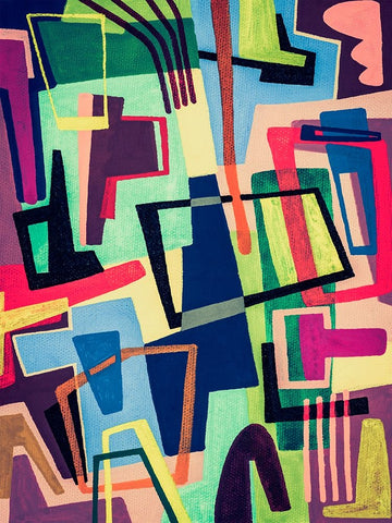 Connected Colors II White Modern Wood Framed Art Print with Double Matting by Galapon, Nikki