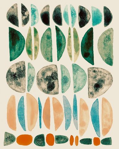 Semi Stack I White Modern Wood Framed Art Print with Double Matting by Galapon, Nikki