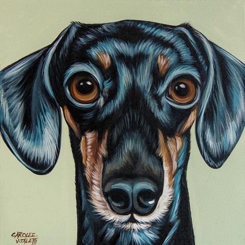 Traditional Dachshund Black Modern Wood Framed Art Print by Vitaletti, Carolee