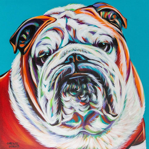 Colorful Bulldog Black Modern Wood Framed Art Print with Double Matting by Vitaletti, Carolee