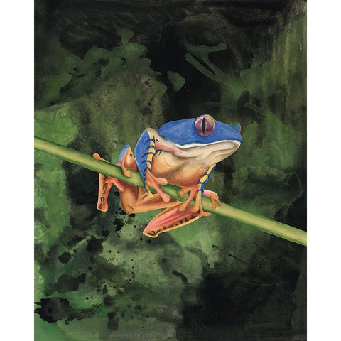 Watercolor Tree Frogs III Gold Ornate Wood Framed Art Print with Double Matting by Willett, Michael