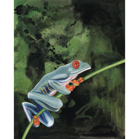 Watercolor Tree Frogs IV White Modern Wood Framed Art Print by Willett, Michael