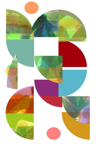 Dorset Shapes I White Modern Wood Framed Art Print with Double Matting by Cartissi