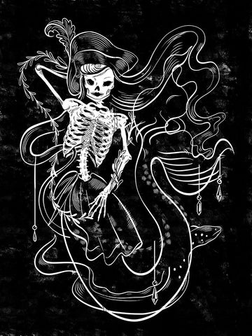 Pirate Mermaids II White Modern Wood Framed Art Print with Double Matting by Marr, Laura