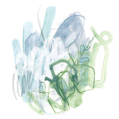 Water Sprig I Black Modern Wood Framed Art Print with Double Matting by Vess, June Erica