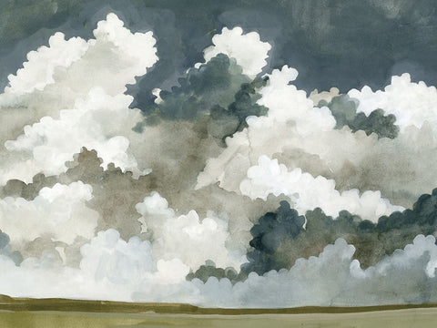 Vast Neutral Sky III White Modern Wood Framed Art Print with Double Matting by Caroline, Emma