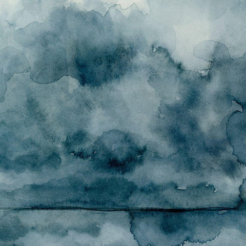Amorphous Blue II Black Modern Wood Framed Art Print by Caroline, Emma