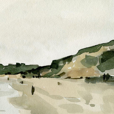Beachside Walk II Black Modern Wood Framed Art Print by Caroline, Emma