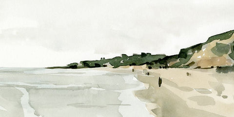 Beachside Walk III Black Ornate Wood Framed Art Print with Double Matting by Caroline, Emma