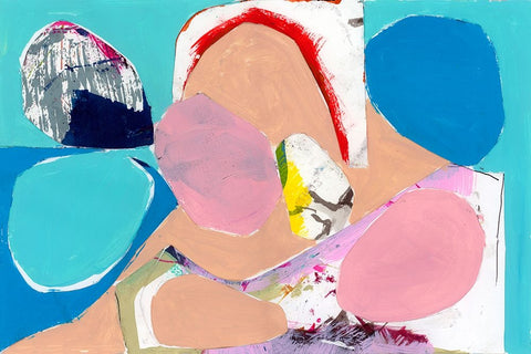 Color Trend I White Modern Wood Framed Art Print with Double Matting by Cartissi