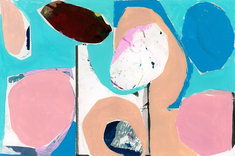 Color Trend II White Modern Wood Framed Art Print with Double Matting by Cartissi