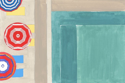 By the Pool I White Modern Wood Framed Art Print with Double Matting by Cartissi