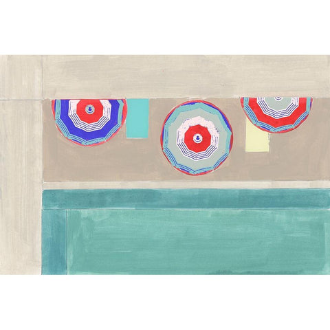 By the Pool II Black Modern Wood Framed Art Print with Double Matting by Cartissi