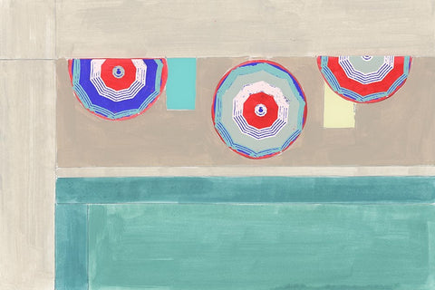 By the Pool II White Modern Wood Framed Art Print with Double Matting by Cartissi