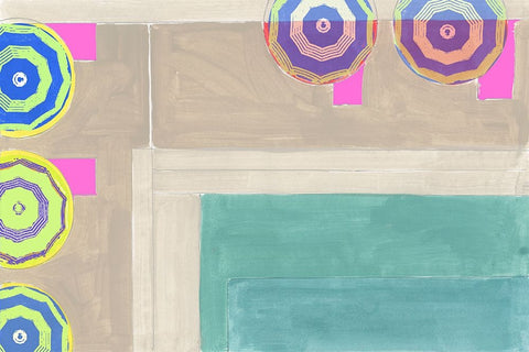 By the Pool III White Modern Wood Framed Art Print with Double Matting by Cartissi