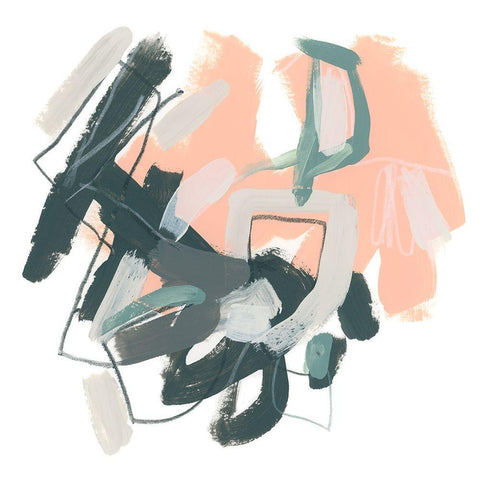 Coral Notation I Black Modern Wood Framed Art Print with Double Matting by Vess, June Erica