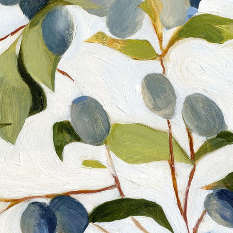 Olives on the Branch I White Modern Wood Framed Art Print with Double Matting by Caroline, Emma