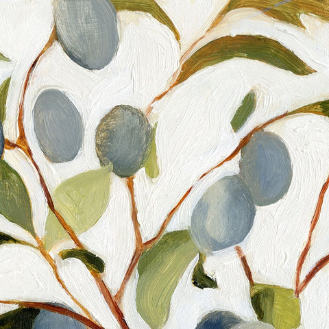 Olives on the Branch II White Modern Wood Framed Art Print with Double Matting by Caroline, Emma