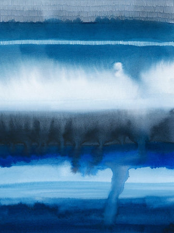 Deep Blue Shore I White Modern Wood Framed Art Print with Double Matting by Popp, Grace