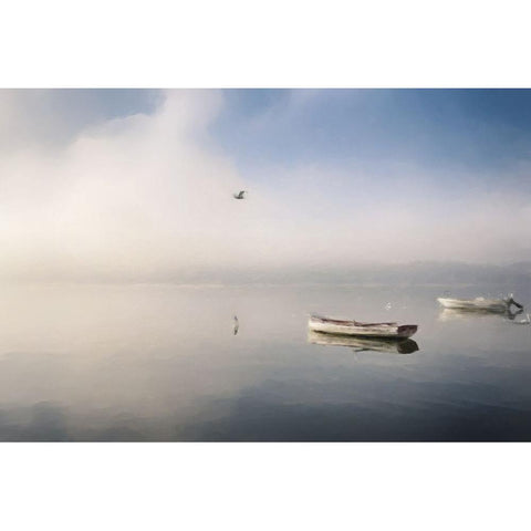 Boats at Dawn Black Modern Wood Framed Art Print by Curinga, Kim