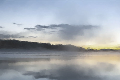 Sunrise Lake White Modern Wood Framed Art Print with Double Matting by Curinga, Kim