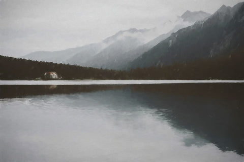 Lake Vista White Modern Wood Framed Art Print with Double Matting by Curinga, Kim