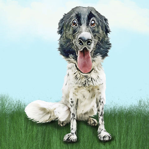 Happy Spaniel Black Ornate Wood Framed Art Print with Double Matting by Curinga, Kim