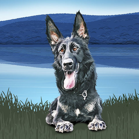 Attention Sheppard Black Ornate Wood Framed Art Print with Double Matting by Curinga, Kim