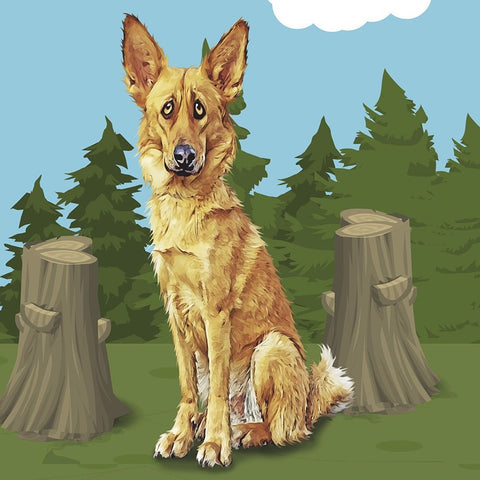 Gold Sheppard Black Ornate Wood Framed Art Print with Double Matting by Curinga, Kim