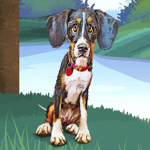 Beagle Baby Black Modern Wood Framed Art Print by Curinga, Kim