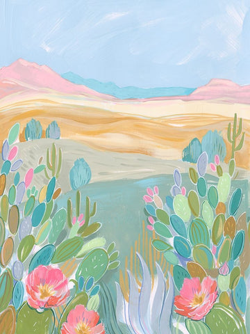Pastel Desert I White Modern Wood Framed Art Print with Double Matting by Marr, Laura