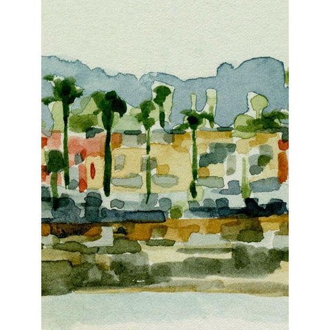 Beach Town I Black Modern Wood Framed Art Print by Caroline, Emma