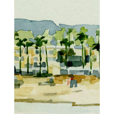 Beach Town II White Modern Wood Framed Art Print by Caroline, Emma