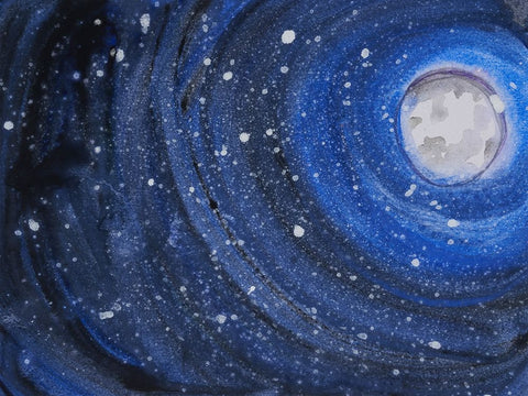 Starry Night Sky I White Modern Wood Framed Art Print with Double Matting by Ferrell, Erin McGee