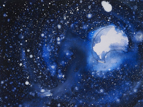 Starry Night Sky II Black Ornate Wood Framed Art Print with Double Matting by Ferrell, Erin McGee