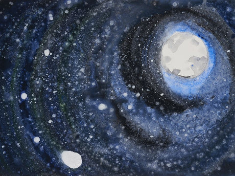 Starry Night Sky III Black Ornate Wood Framed Art Print with Double Matting by Ferrell, Erin McGee