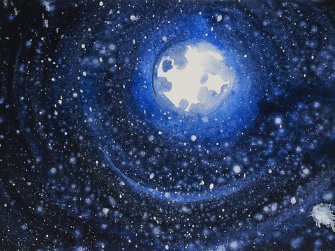 Starry Night Sky IV White Modern Wood Framed Art Print with Double Matting by Ferrell, Erin McGee