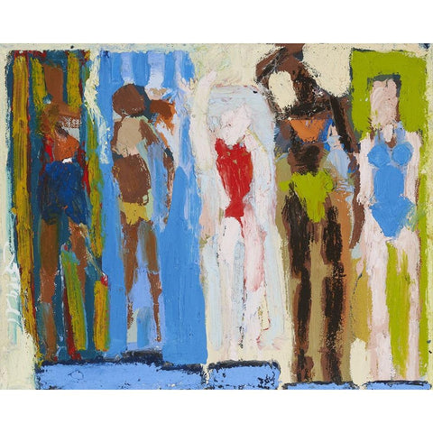 Beach Sunbathers I White Modern Wood Framed Art Print by Ferrell, Erin McGee